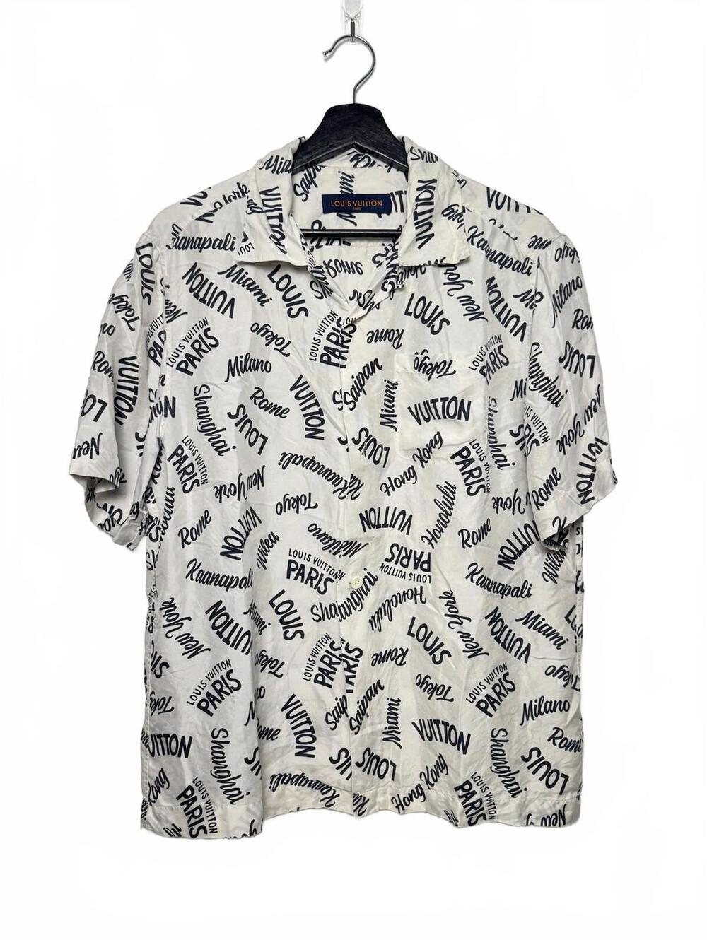 Louis Vuitton All Over Silk Short Sleeve Button Shirt SZ M